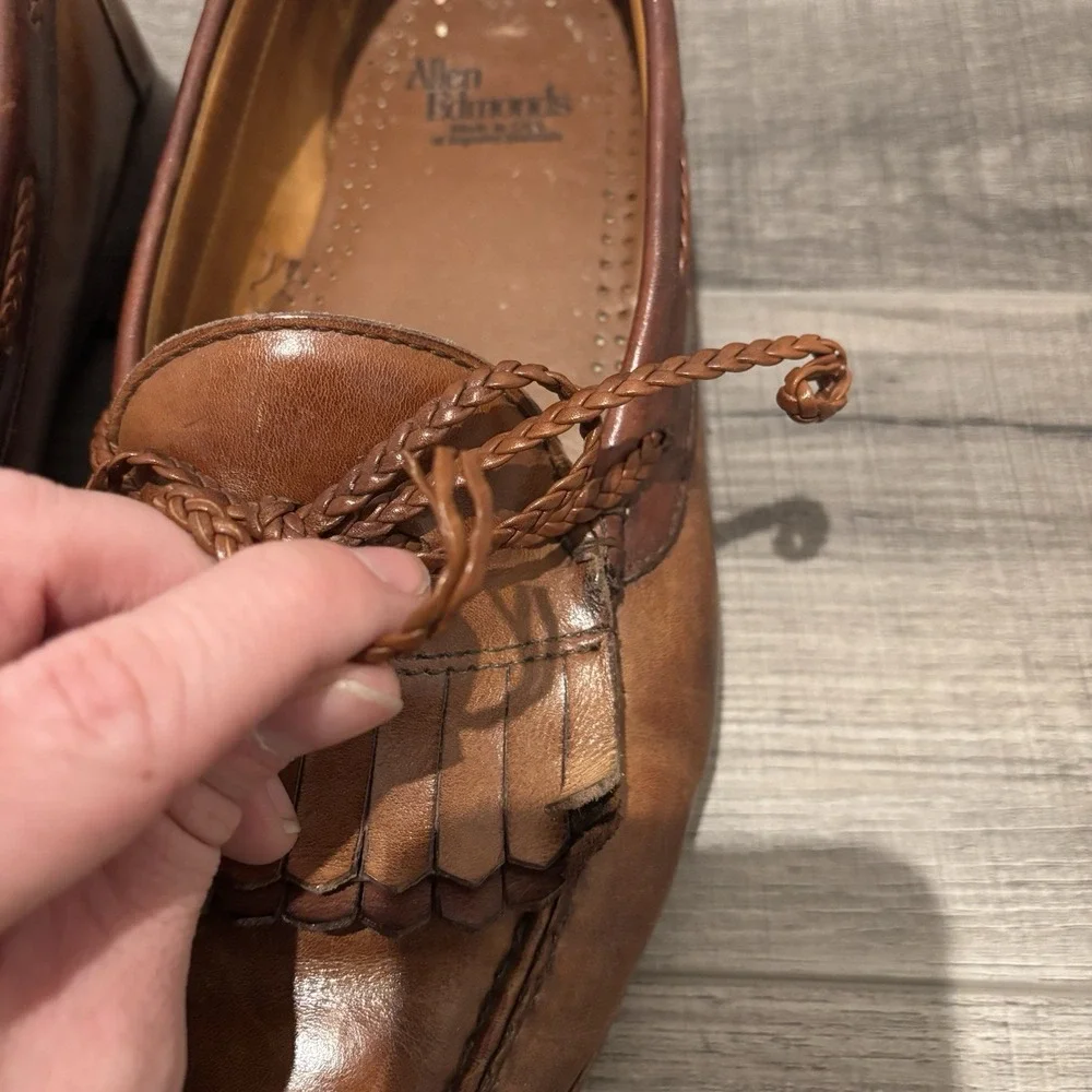 Allen Edmonds Danforth Kilted Tassel Loafer Shoe, Brown Leather Mens 9.5 D